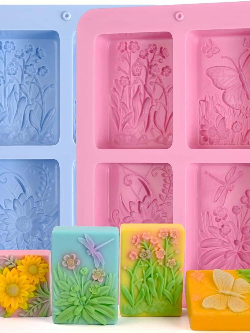 Soap Mold Silicone, 3D Rectangular Insect Flower Silicone Mold